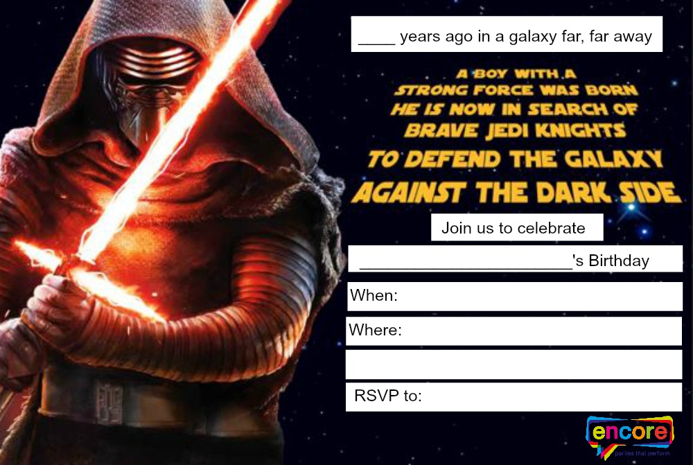 star wars party invitation free, star wars party perth, jedi party perth