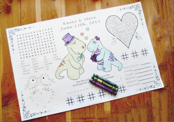 Colouring in activity placemats for kids printable diy
